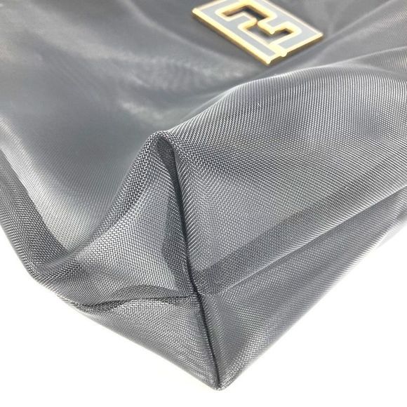 Fendi Handbag Mesh FF Logo Leather / Nylon Black - Picture 7 of 9